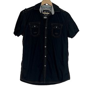 Drill Clothing Co Short Sleeve White Stitch Button Front Single Shirt Size S